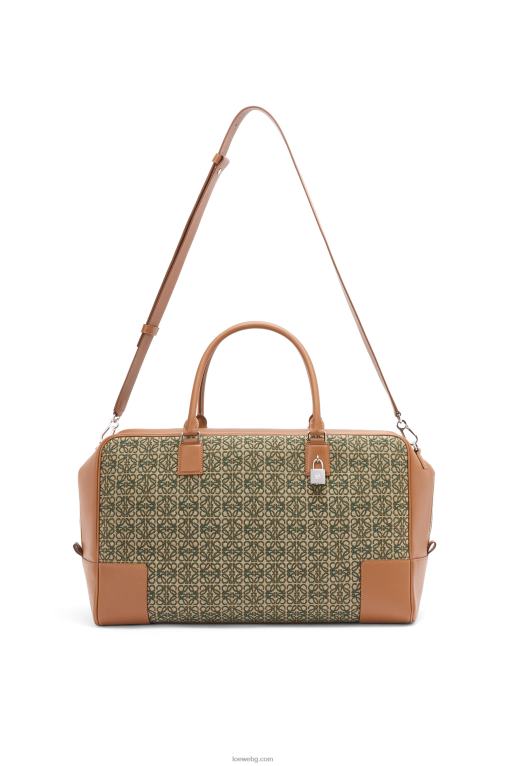 Loewe чанта amazona 44 от анаграм жакард и телешка кожа F84B8161 мъже каки зелено/тен
