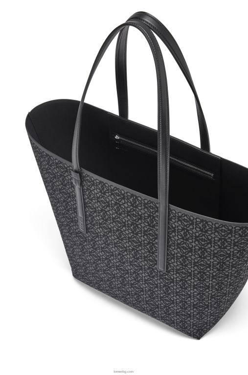 Loewe t голяма чанта от анаграм жакард и телешка кожа F84B8129 мъже антрацит/черен