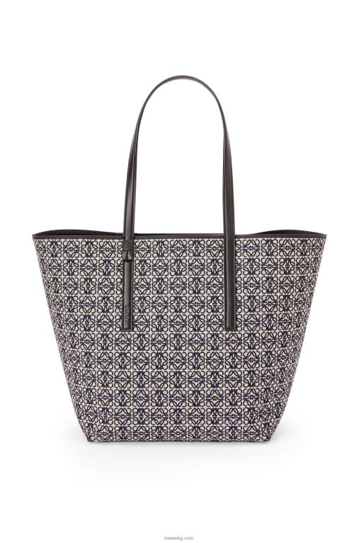 Loewe t голяма чанта от анаграм жакард и телешка кожа F84B8130 мъже тъмносиньо/черно