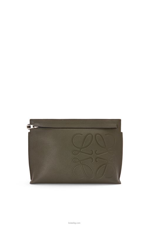Loewe t торбичка от зърнеста телешка кожа F84B8612 мъже тъмно каки зелено