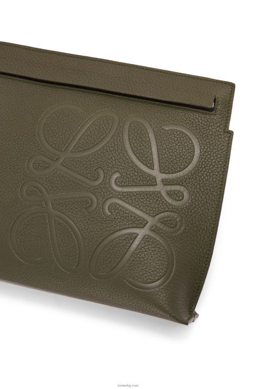 Loewe t торбичка от зърнеста телешка кожа F84B8612 мъже тъмно каки зелено