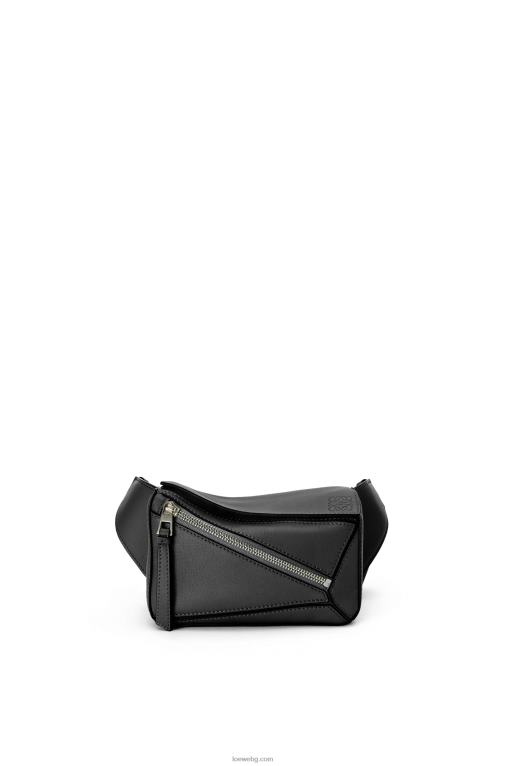 Loewe мини чанта пъзел от класическа телешка кожа F84B8279 мъже черен
