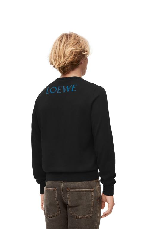Loewe калциферен вълнен пуловер F84B81025 мъже черен