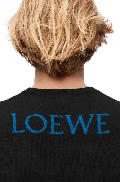 Loewe калциферен вълнен пуловер F84B81025 мъже черен