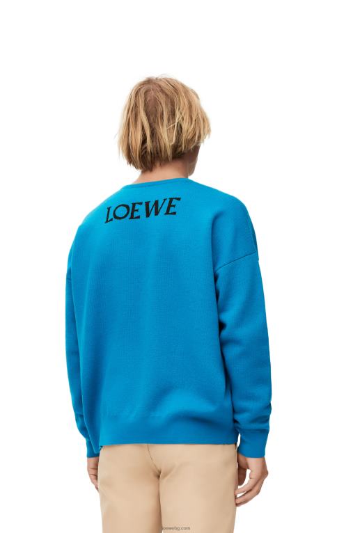 Loewe вълнен пуловер от ряпа F84B81026 мъже лазурно синьо