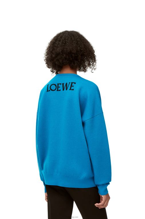 Loewe вълнен пуловер от ряпа F84B81026 мъже лазурно синьо