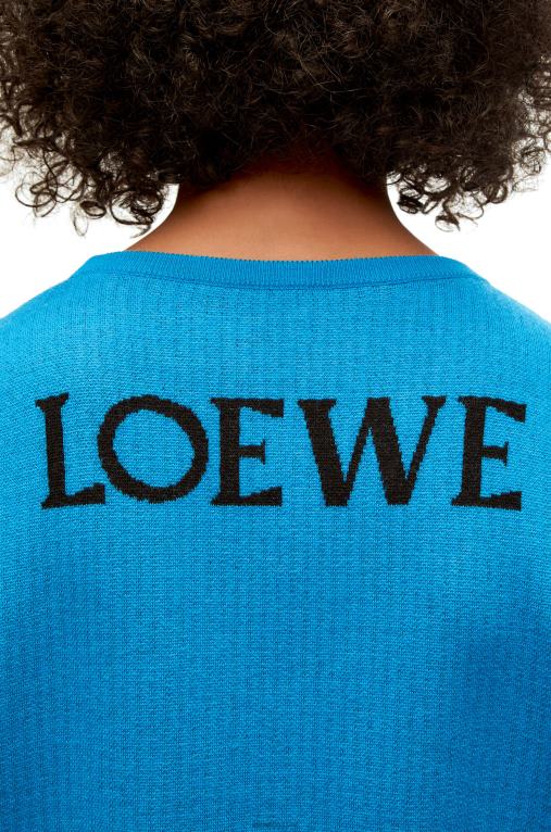 Loewe вълнен пуловер от ряпа F84B81026 мъже лазурно синьо