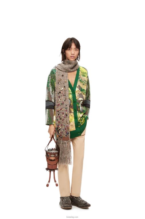 Loewe вълнена жилетка от ряпа F84B81029 мъже зелено/многоцветно