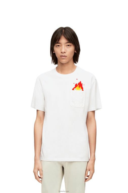 Loewe памучна тениска с джобове Calcifer F84B8828 мъже бяло
