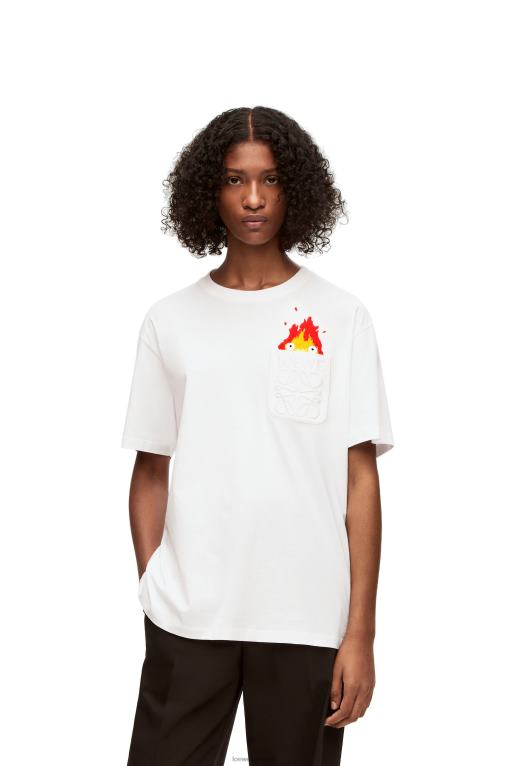 Loewe памучна тениска с джобове Calcifer F84B8828 мъже бяло