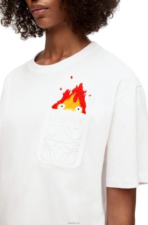Loewe памучна тениска с джобове Calcifer F84B8828 мъже бяло