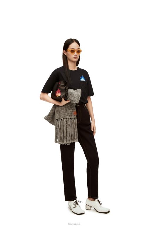 Loewe памучна тениска с джобове Calcifer F84B8829 мъже черен