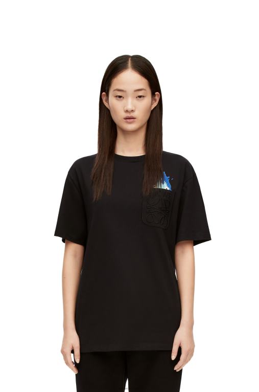 Loewe памучна тениска с джобове Calcifer F84B8829 мъже черен