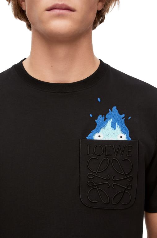 Loewe памучна тениска с джобове Calcifer F84B8829 мъже черен