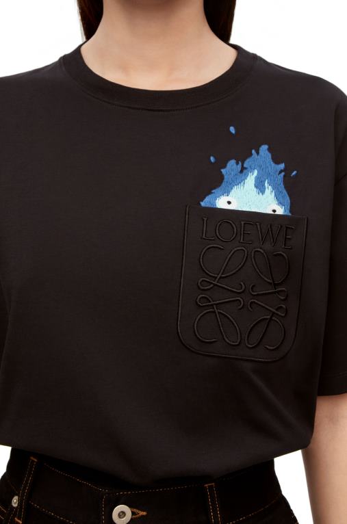 Loewe памучна тениска с джобове Calcifer F84B8829 мъже черен