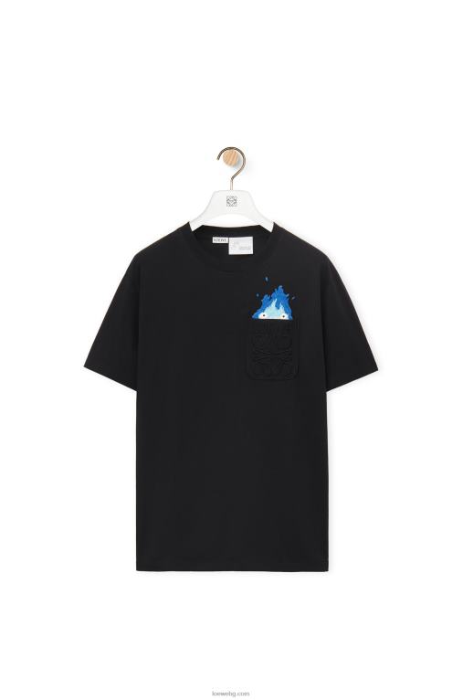 Loewe памучна тениска с джобове Calcifer F84B8829 мъже черен